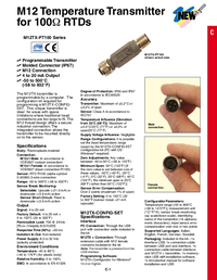 Thumbnail of document Data Sheet - M12TX-PT100 Inline Temp. Transmitter for PT100 RTDs